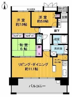 ヒルズ甲風園【4階】の間取り