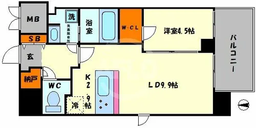 スプランディッド難波Ⅲ【7階】の間取り