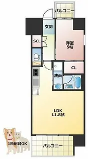 プレジオ八戸ノ里【3階】の間取り