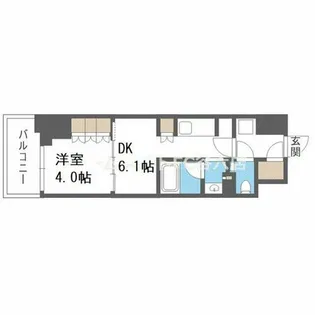ザ・パークハビオ谷町六丁目クロス【12階】の間取り