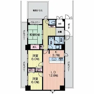 エルセレーノ九条【8階】の間取り