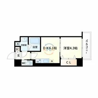 RIDGEガーデン江坂Ⅱ【6階】の間取り