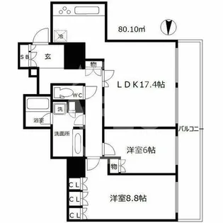 ブランズタワー南堀江【33階】の間取り
