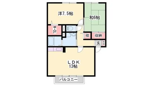 ヴィラウィッシュ A棟【201号室】の間取り