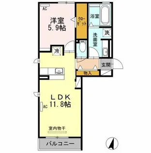 1LDKの間取り画像