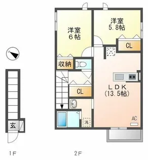 ボシュケ大津和【2階】の間取り