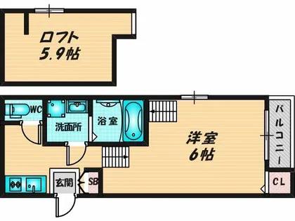 ハーモニーテラス西堤楠町【2階】の間取り