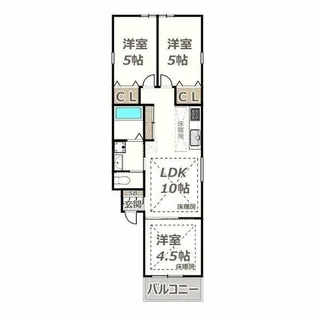 HOKURASUmaison湯里【201号室】の間取り