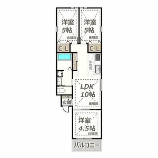 HOKURASUmaison湯里【101号室】の間取り