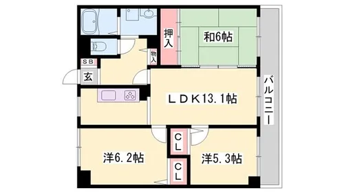 ハッピーライフ・フジ【603号室】の間取り