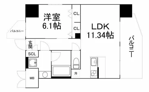 プレジオ都島ASIAN【13階】の間取り