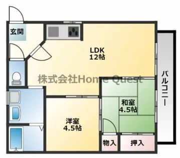 西岡ハイツ【203号室】の間取り