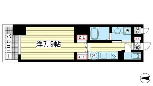 ジアコスモ神戸三宮【904号室】の間取り