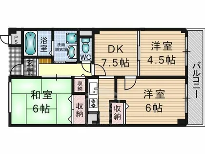 ドミールカメリア【1階】の間取り