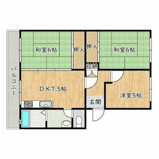 コープ野村浜寺公園4棟【2階】の間取り