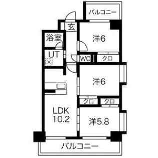 ヒルクレスト西大橋【704号室】の間取り