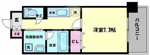ボーベル玉造【6階】の間取り