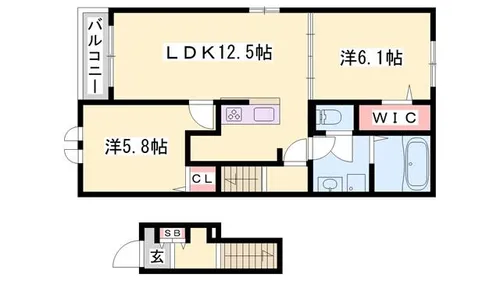 シーズンテラス勝原【201号室】の間取り