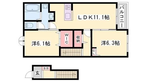ルピナスハイム【202号室】の間取り