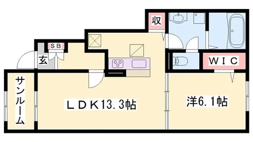 グランドオーヴェスト妻鹿1【103号室】の間取り