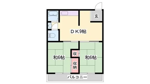 大塩コーポ【2-D号室】の間取り