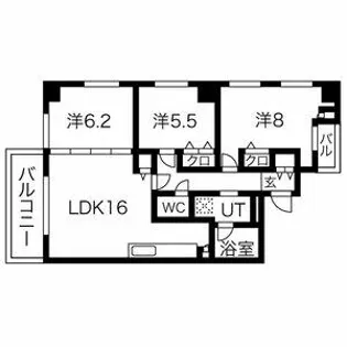 ロイヤルチェリー大濠公園【301号室】の間取り