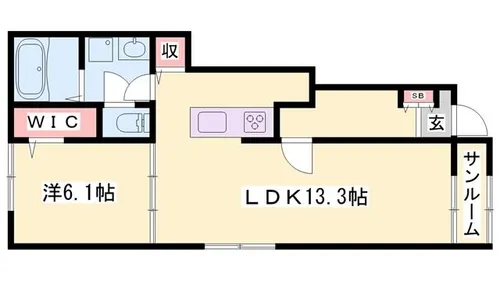 メゾングレーヌ勝原A【104号室】の間取り
