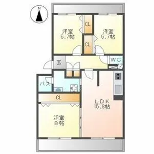 コレクション星が丘【1階】の間取り