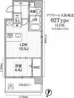 アプリーレ大阪城北【4階】の間取り