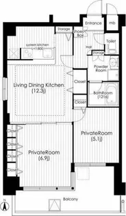 北浜プライマリーワン【9階】の間取り