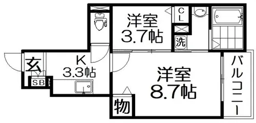 トレ ミ カーサ星の森【1階】の間取り