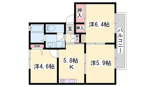 グリーンヒル今宿 A棟【1階】の間取り