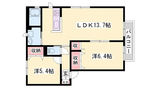 Casa bella NozatoB棟【1階】の間取り