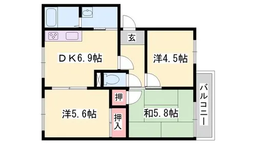 JAハイツ白浜B棟【201号室】の間取り