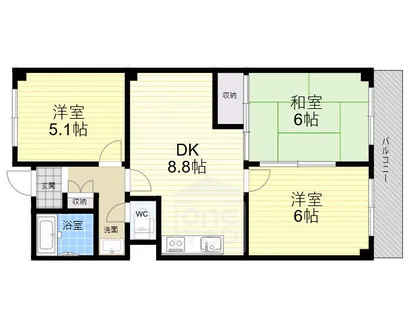 天王タウンハイツ【3階】の間取り