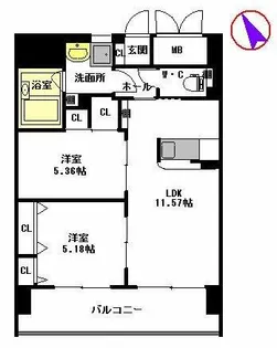 シャーメゾングランドソレイユ門司【5階】の間取り