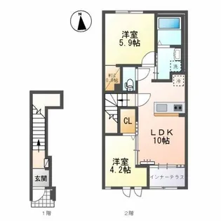ワイド・スリーリング【2階】の間取り