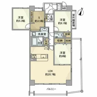 ウェルブ六甲道6番街4番館【14階】の間取り