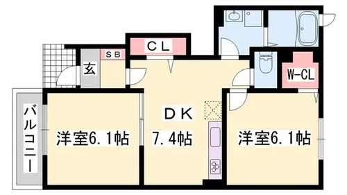メゾン・城ノ下B【1階】の間取り