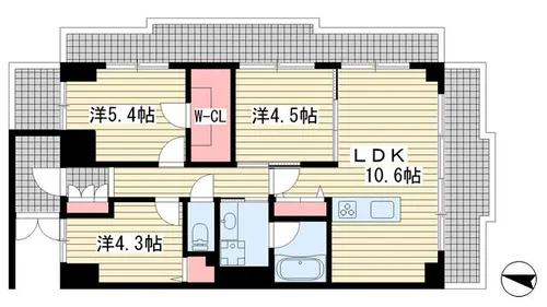 サンワプラザ新神戸【704号室】の間取り