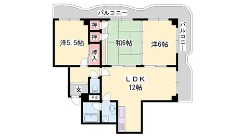 手柄コーポ2号館【5B号室】の間取り