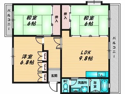 シュロス若江【1階】の間取り