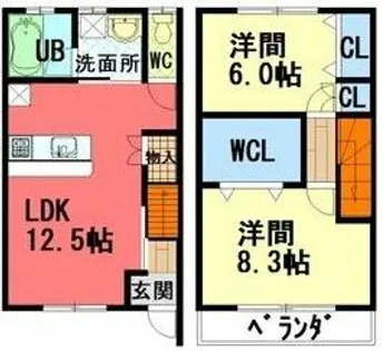 愛知県名古屋市北区東水切町4丁目【テラスハウス】の間取り