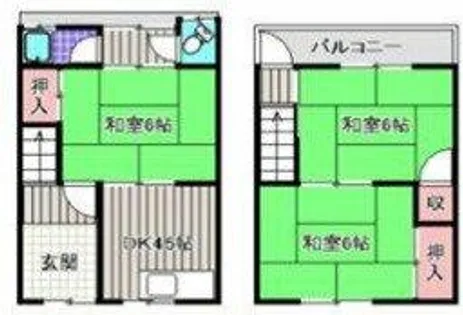 大阪府堺市北区百舌鳥赤畑町5丁【テラスハウス】の間取り