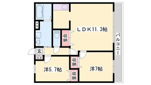 ウエストリバー B【102号室】の間取り