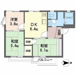 タウニィ津市場【1階】の間取り