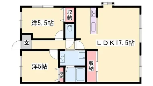 パインヒル・コーナン【1A号室】の間取り