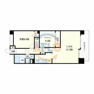 レジネッタ江戸堀【7階】の間取り