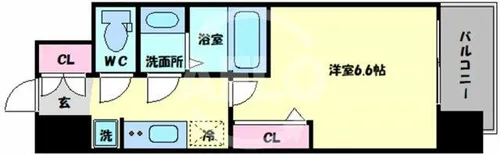 エステムコート四天王寺夕陽丘Ⅱ【3階】の間取り