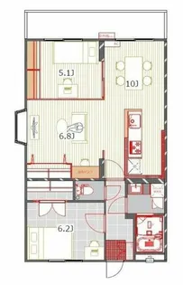 ヴィバーチェ大橋南【4階】の間取り